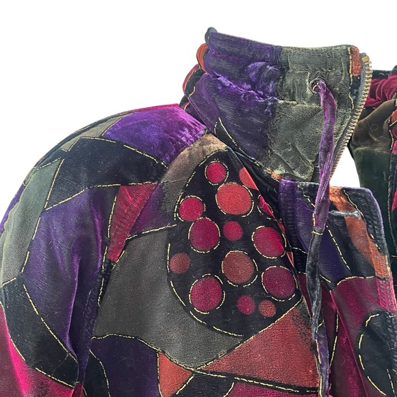Vintage velvet Mulberry Street insulated winter coat M multicolor jewel tones - Picture 11 of 16
